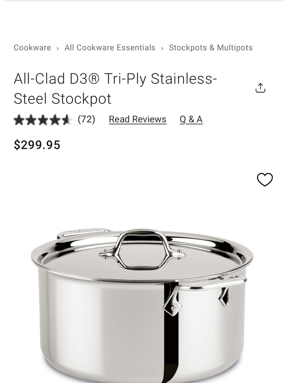 D3 Tri-Ply Stainless Steel Stockpot - Stainless Steel 8 Quart